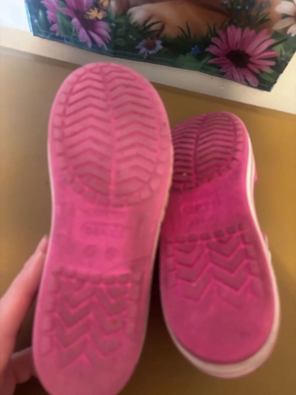 CROCS J3 Kids Pink Open-Toe Sandals with Hook-and-Loop Strap